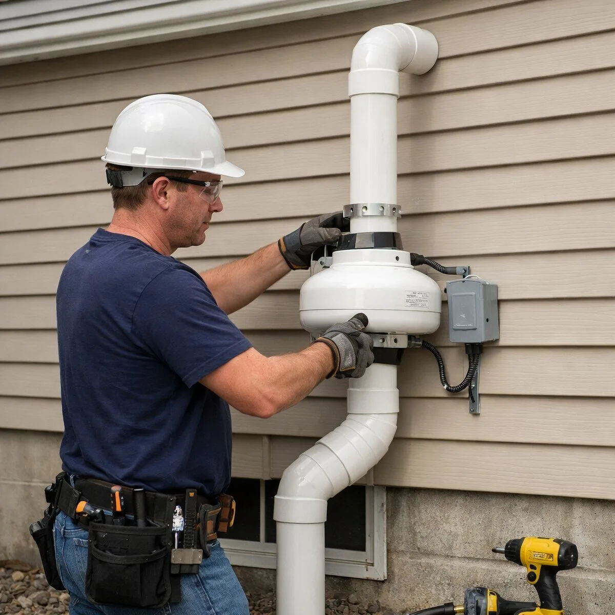 Radon mitigation system installation in the field
